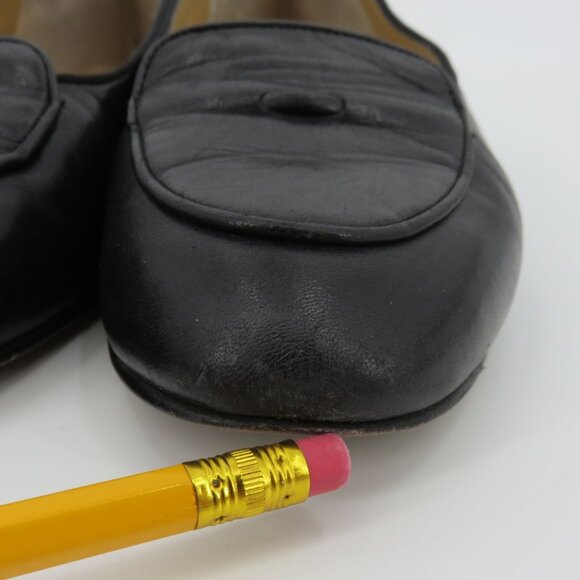 Brooks Brothers Women 8 M Solid Black Leather Loafers Slip On Shoes Flats Italy - Picture 6 of 16